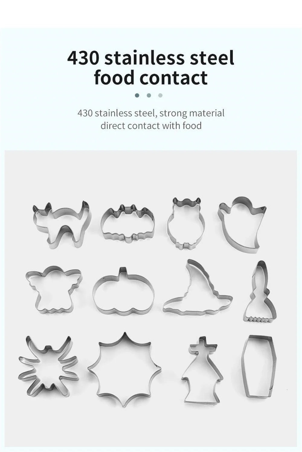 12PCS Halloween Cookie Molds Stainless Steel Cartoon Cookie Molds Bat Shape DIY Decorative Molds Baking Molds Kitchen BakingTooL