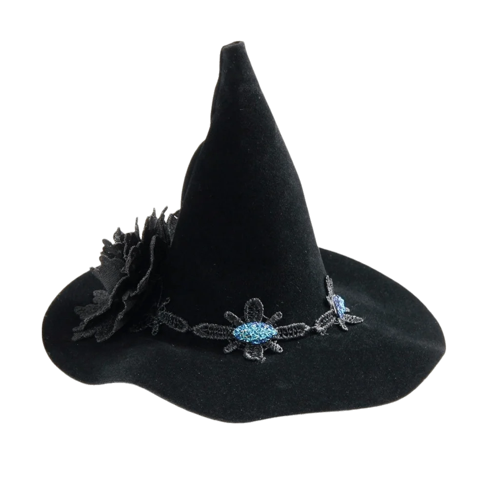 Flower Witch Hat Hair Clip Skull Spider Gothic Style Halloween Hair Clip Headdress Dark Black Witch Hairpins Cosplay