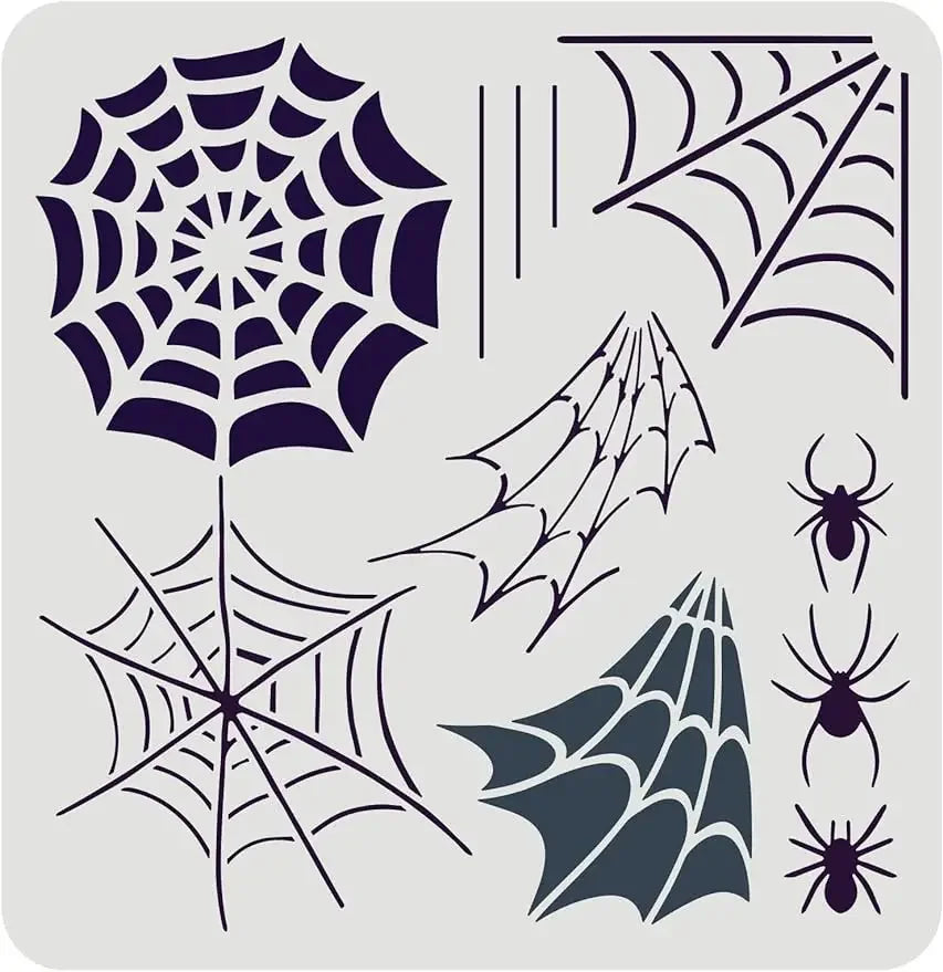 Spiderweb Stencil 11.8x11.8inch Reusable Spiderweb and Spider Stencil Spider Drawing Stencil DIY Arts and Crafts Spider Web