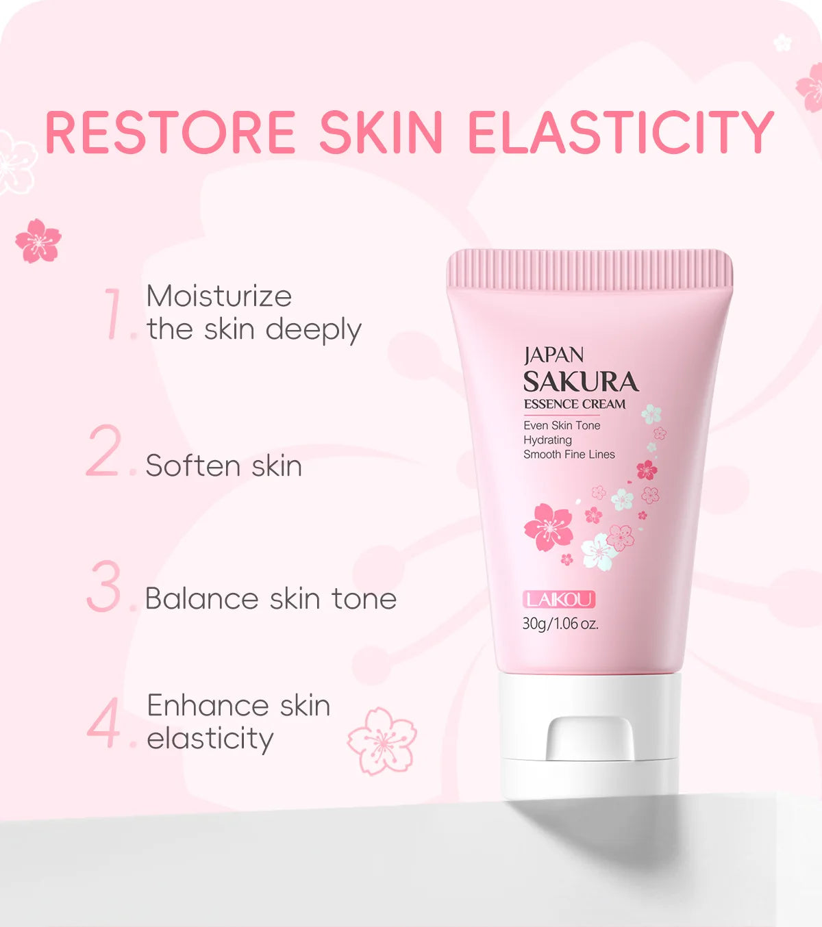 LAIKOU Sakura Essence Cream Hydrating Brightening Moisturizer full size and packaging