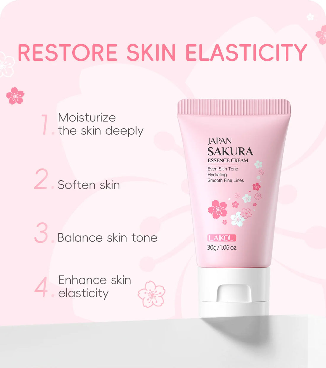 LAIKOU Sakura Essence Cream Hydrating Brightening Moisturizer full size and packaging