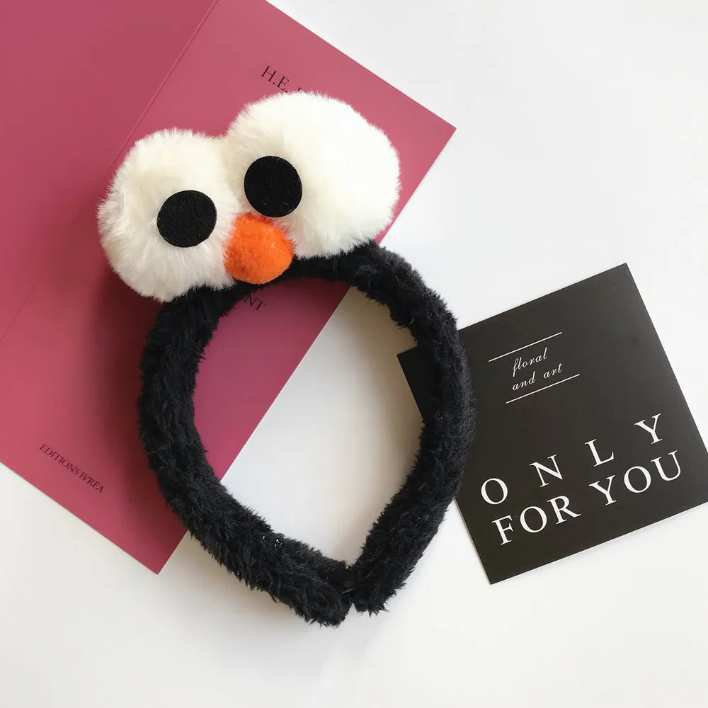 Cartoon Cute Headband New Plush Big Eyes Headband Women's Face Wash Headband Children's Headwear