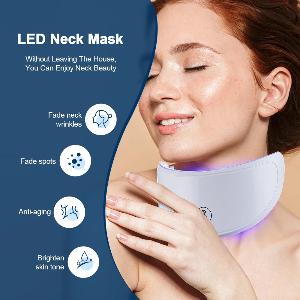 LED Facial Mask 7 Colors Neck Therapy Anti-Aging Care