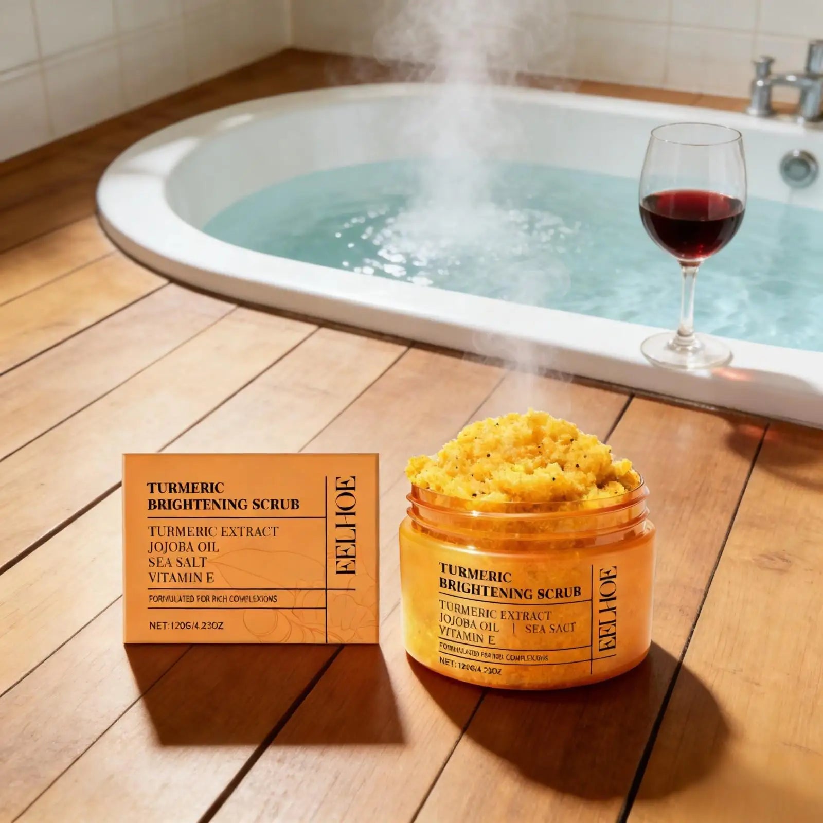 EELHOE Turmeric Scrub Lighten Skin Brightening Products Full Body Cleaning Dead Skin Remover Smooth Sea Salt Exfoliating Scrub