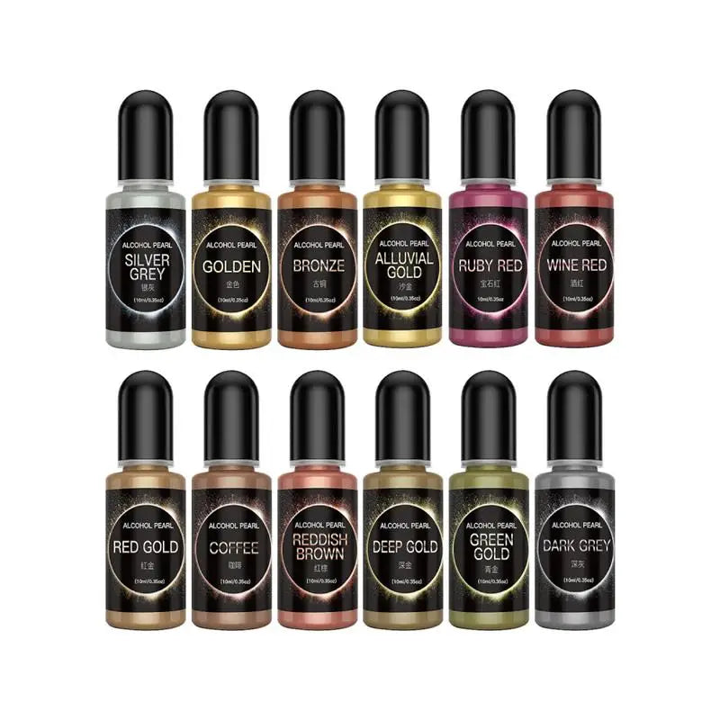 10ml Metallic Pearlescence Pigment Alcohol Liquid Art Ink Alcohol Diffusion DIY Resin Mold Colorant Dye Jewelry Making Supplies