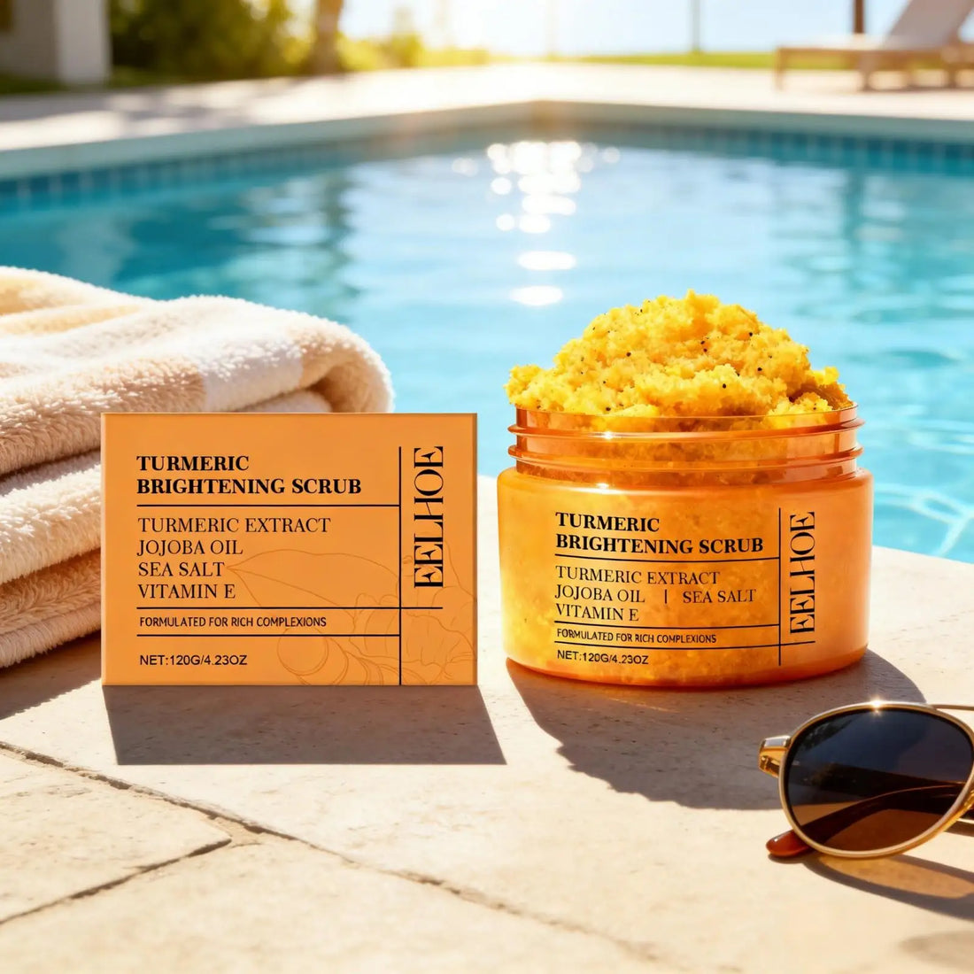 EELHOE Turmeric Scrub Lighten Skin Brightening Products Full Body Cleaning Dead Skin Remover Smooth Sea Salt Exfoliating Scrub