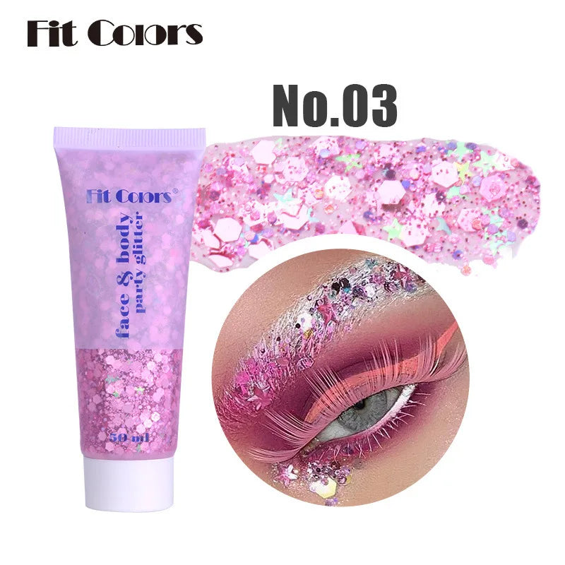 20 Colors Body Glitter Gel Mermaid's Scale Chunky Glitter Sequins Gel  for Face Body Hair Nail Christmas and Party