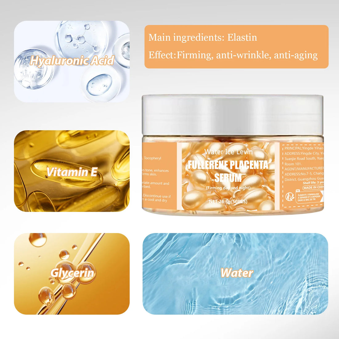50Pcs Collagen Face Care Capsules Serum