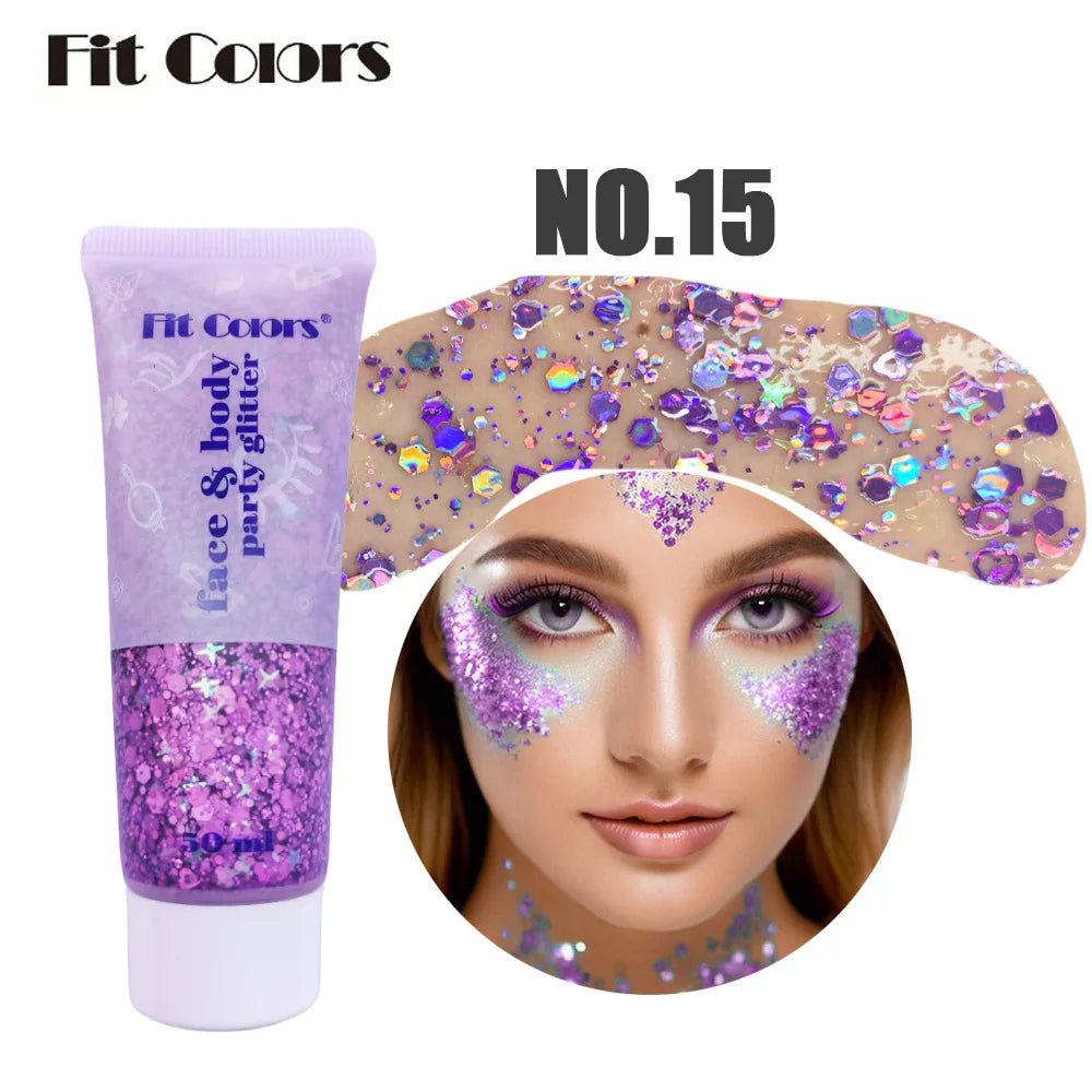 20 Colors Body Glitter Gel Mermaid's Scale Chunky Glitter Sequins Gel  for Face Body Hair Nail Christmas and Party
