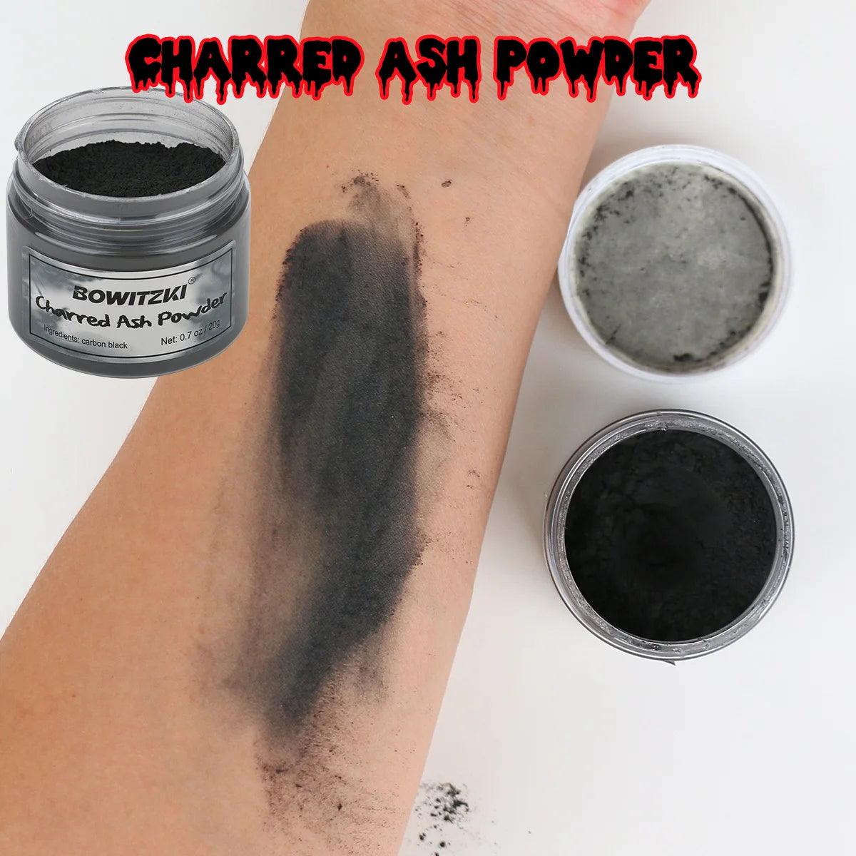 Bowitzki SFX Face Body Paint ,Halloween Makeup Special Effects，Fake Blood Scar Wax Charred Ash Powder with Sponges Brush