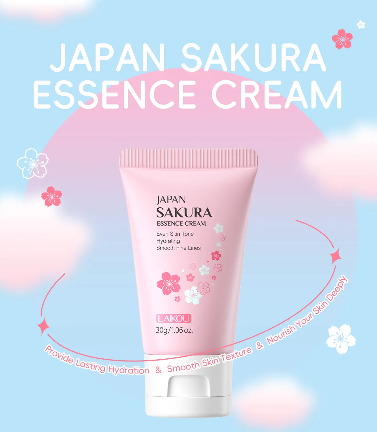LAIKOU Sakura Essence Cream Hydrating Brightening Moisturizer bottle and dropper detail