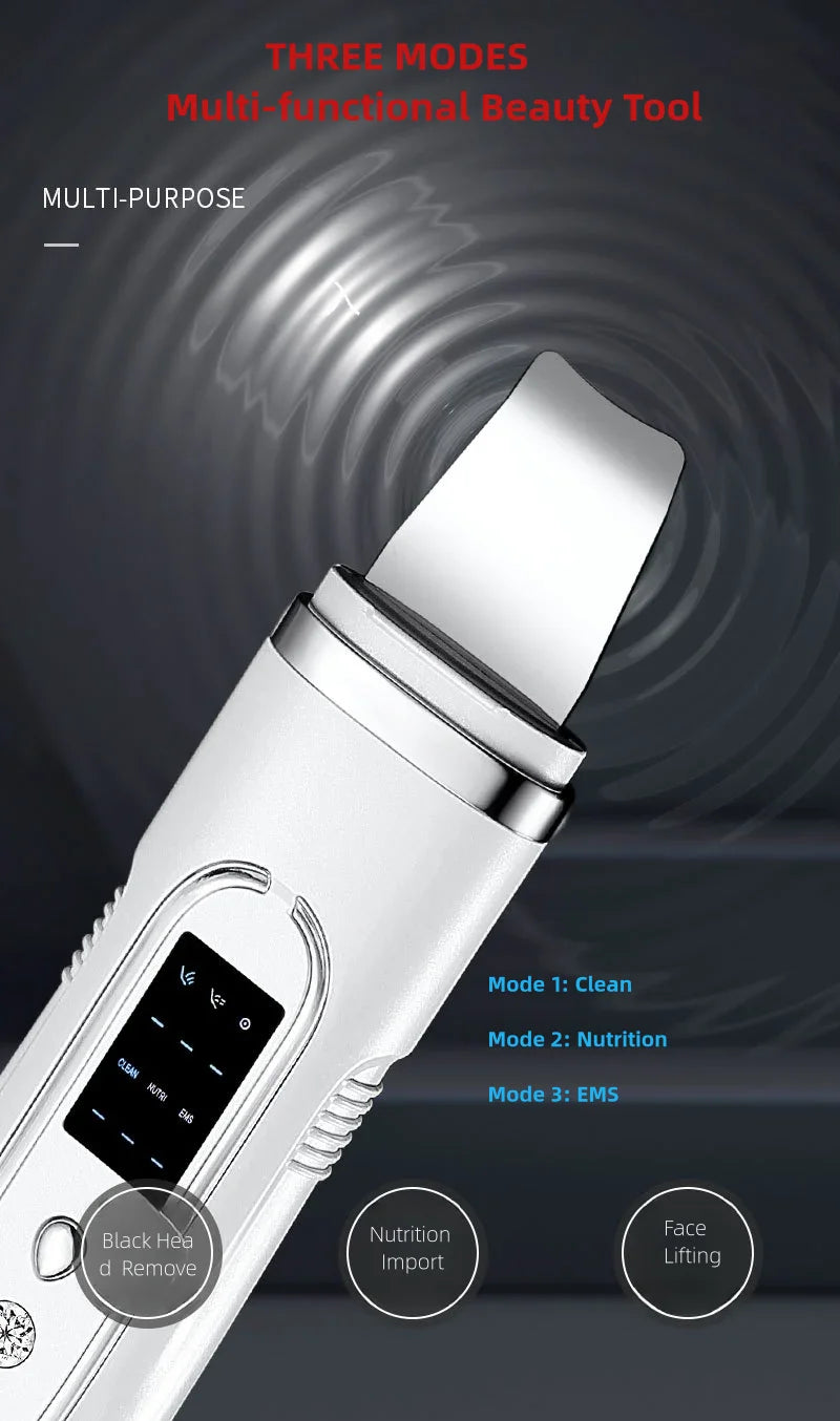 Ultrasonic Skin Scrubber Deep Cleansing Device Tool