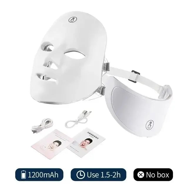 LED Facial Mask 7 Colors Neck Therapy Anti-Aging Care