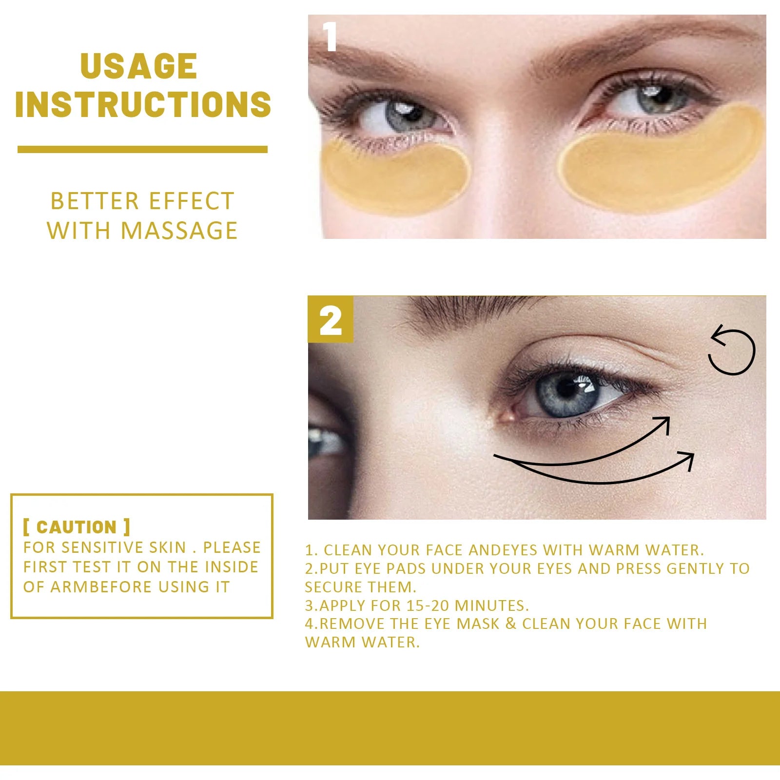 EELHOE Gold Under Eye Patches Anti-Aging Care 60pcs