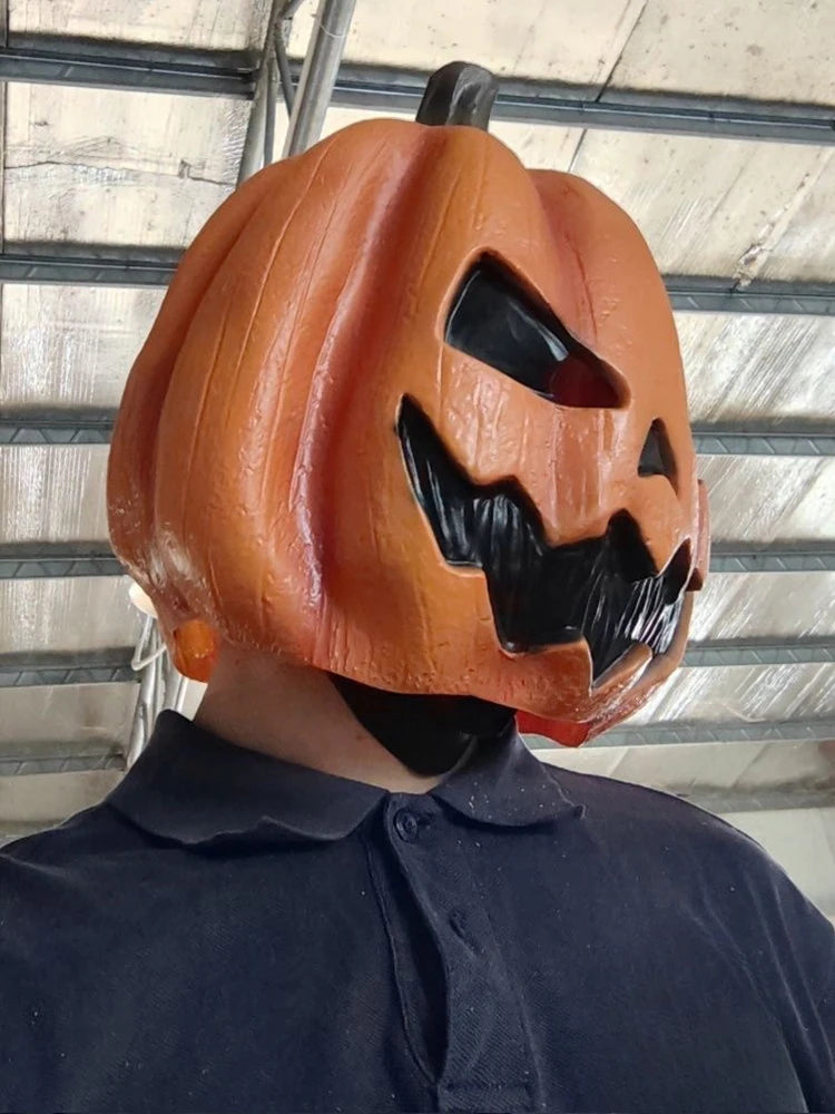 Latex Halloween Pumpkin Head Mask Head Cover Trick or Treat Scary Pumpkin Mask Breathable Novelty Jackolantern Mask Fancy Dress