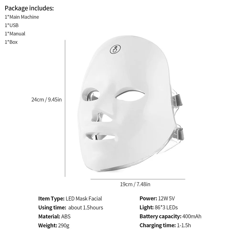 Rechargeable 7-Color LED Face Mask At-Home Light Therapy additional product view 13