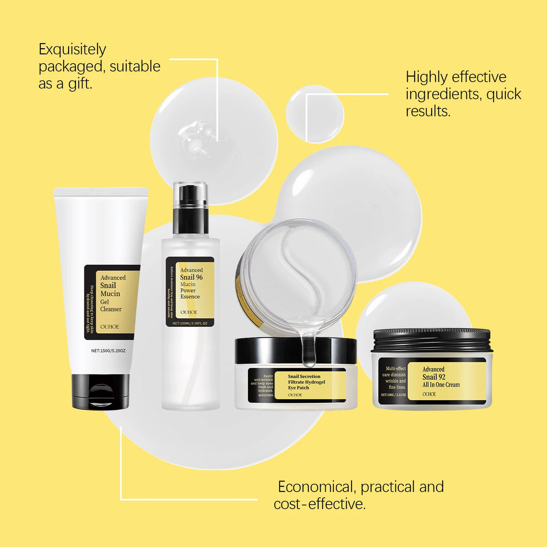 Snail Mucin Skincare Set 4-Step Glow Routine gift-ready packaging