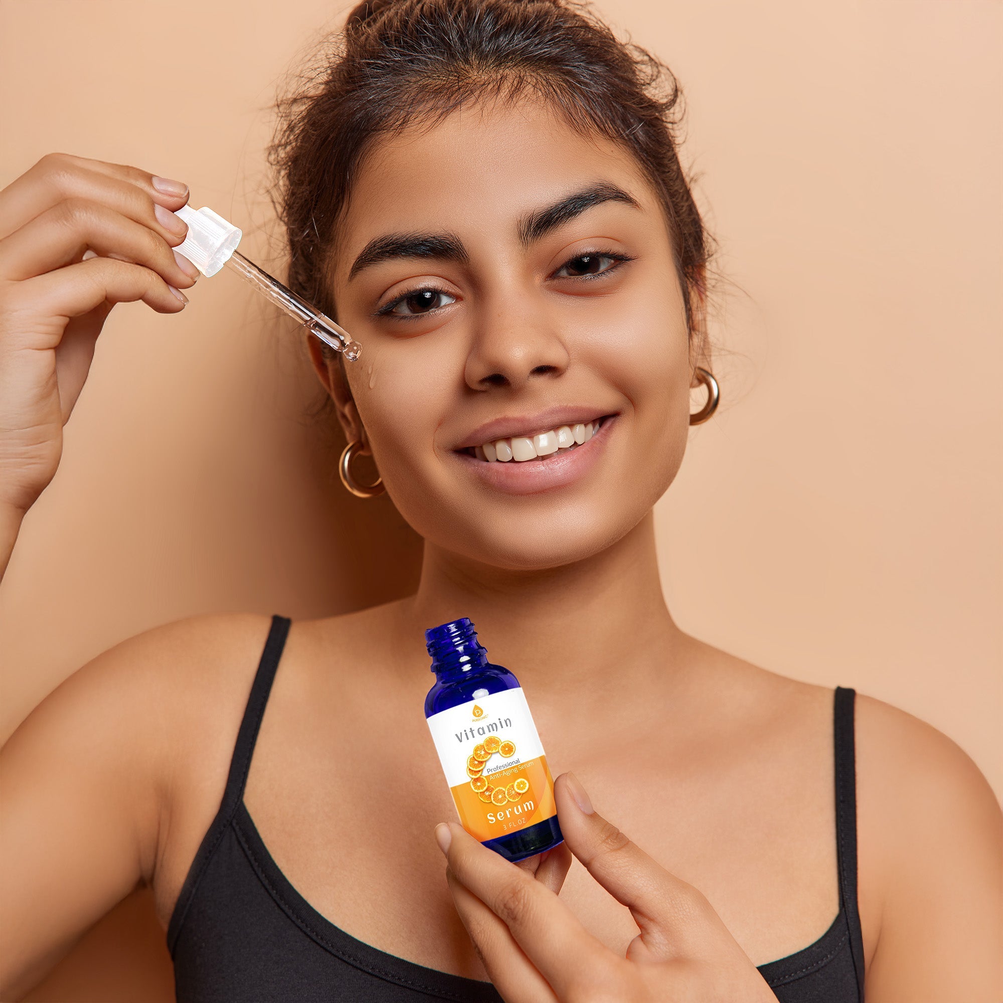 Pursonic 20% Vitamin C Anti-Aging Serum bottle and dropper detail
