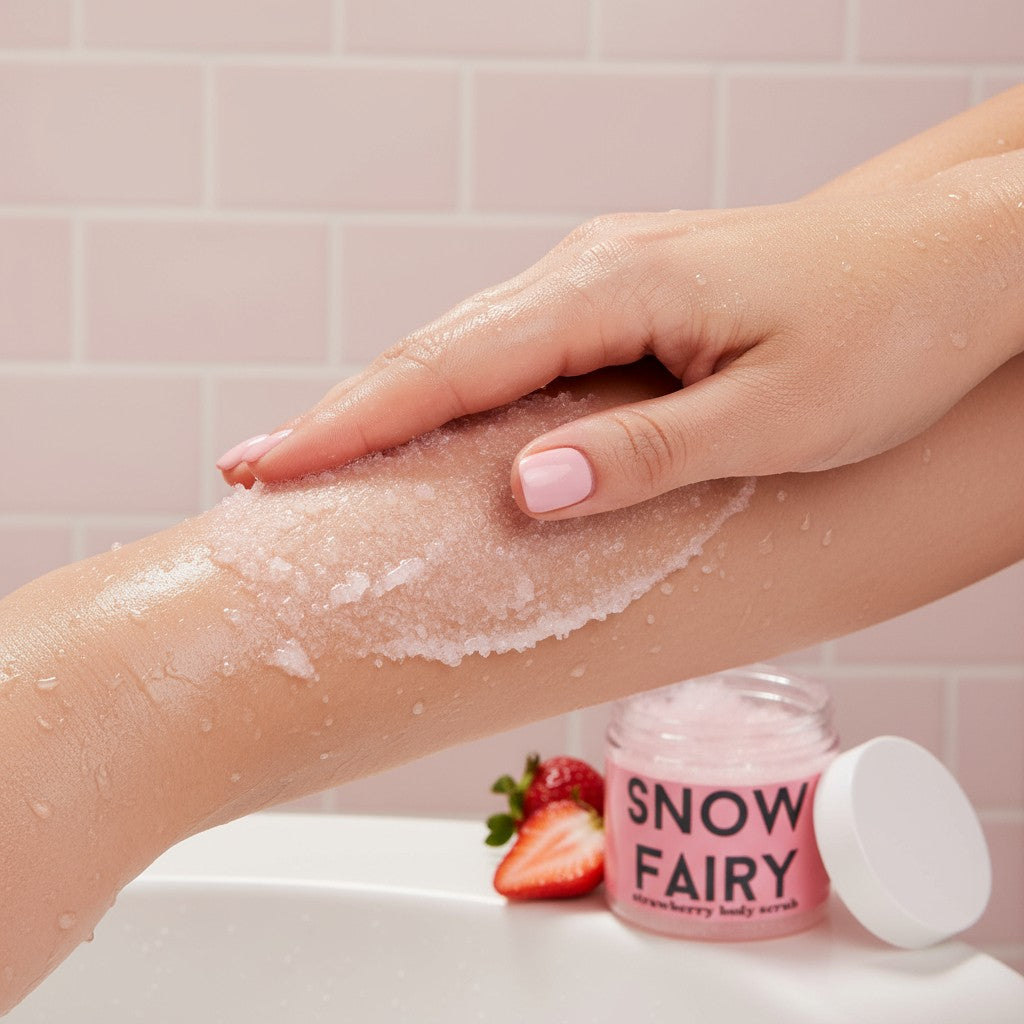 Snow Fairy Strawberry Exfoliating Body Scrub how-to-use step