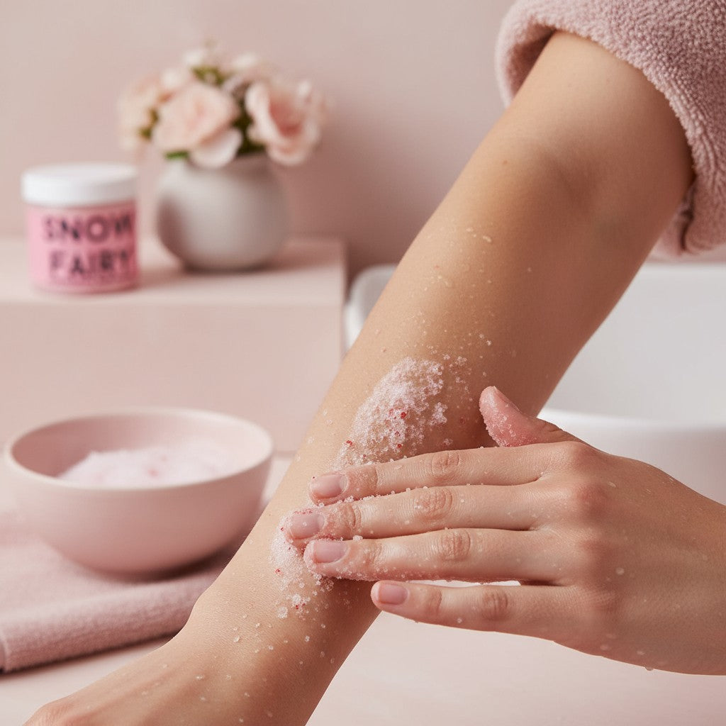 Snow Fairy Strawberry Exfoliating Body Scrub scrub texture close-up
