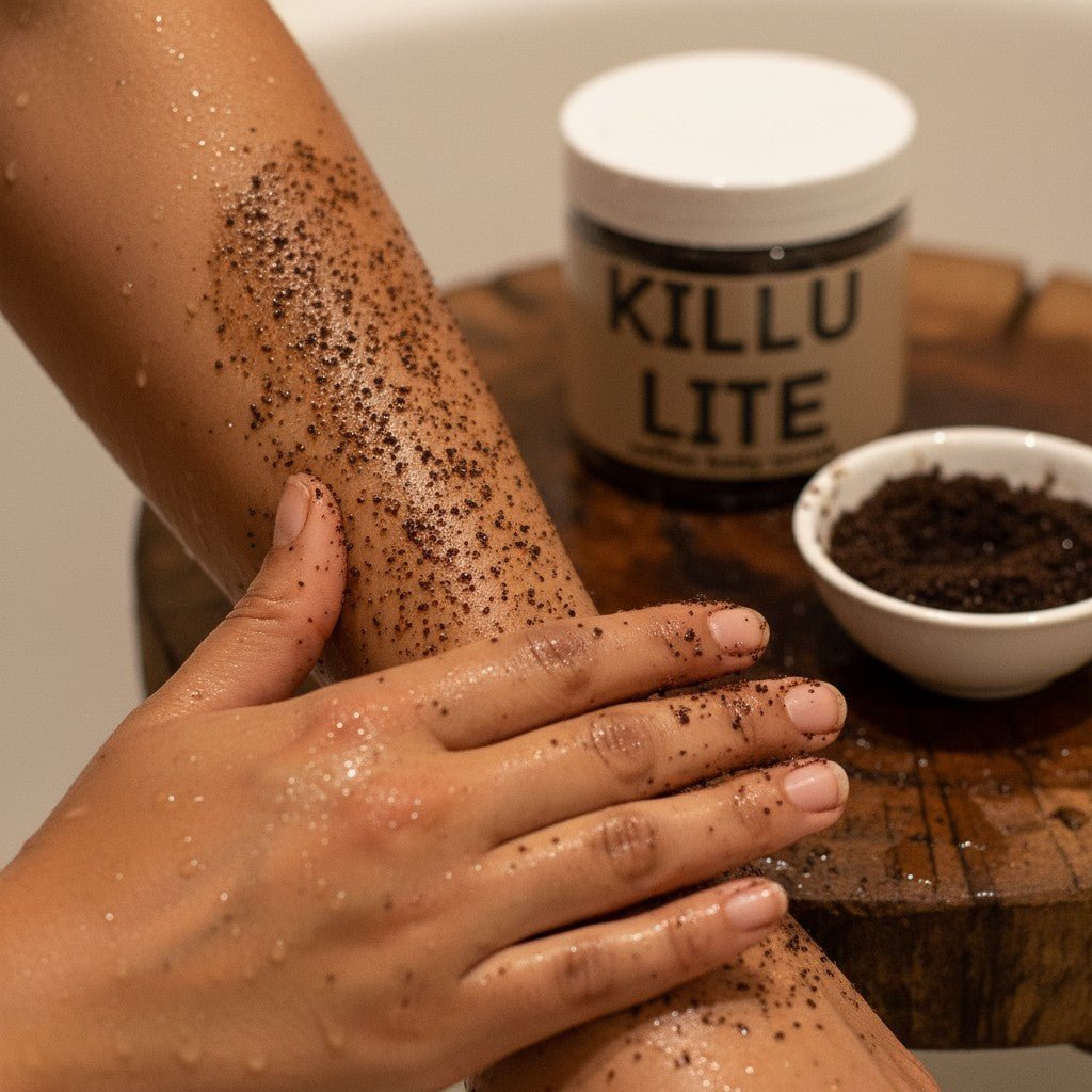 Killulite Coffee Exfoliating Body Scrub scrub texture close-up