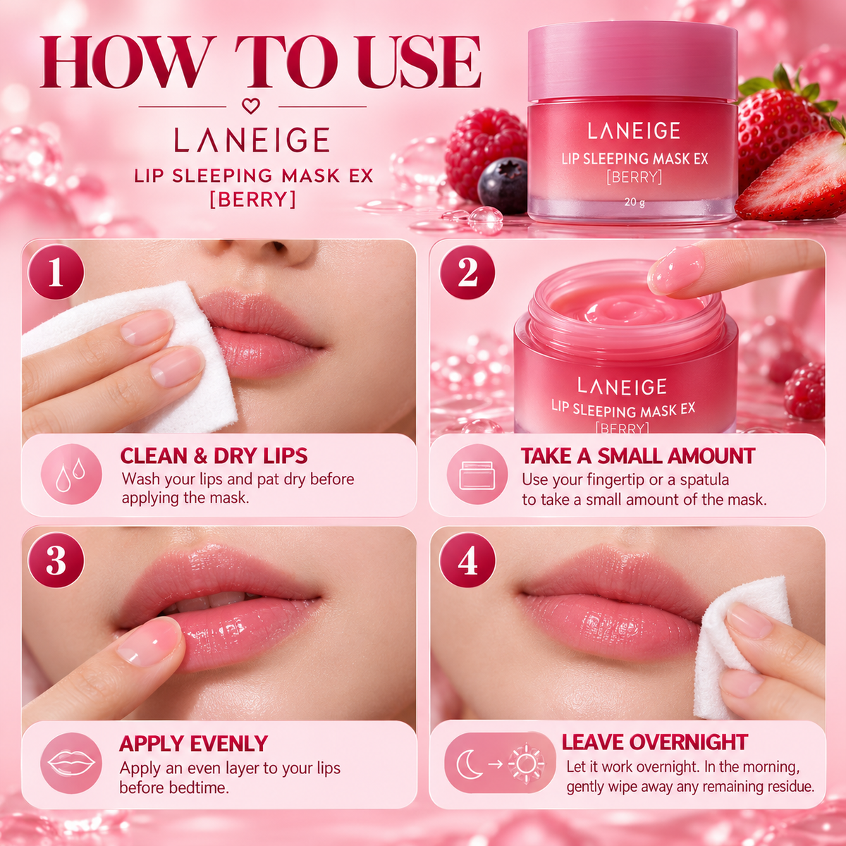 LANEIGE Lip Sleeping Mask EX, Berry, 20g