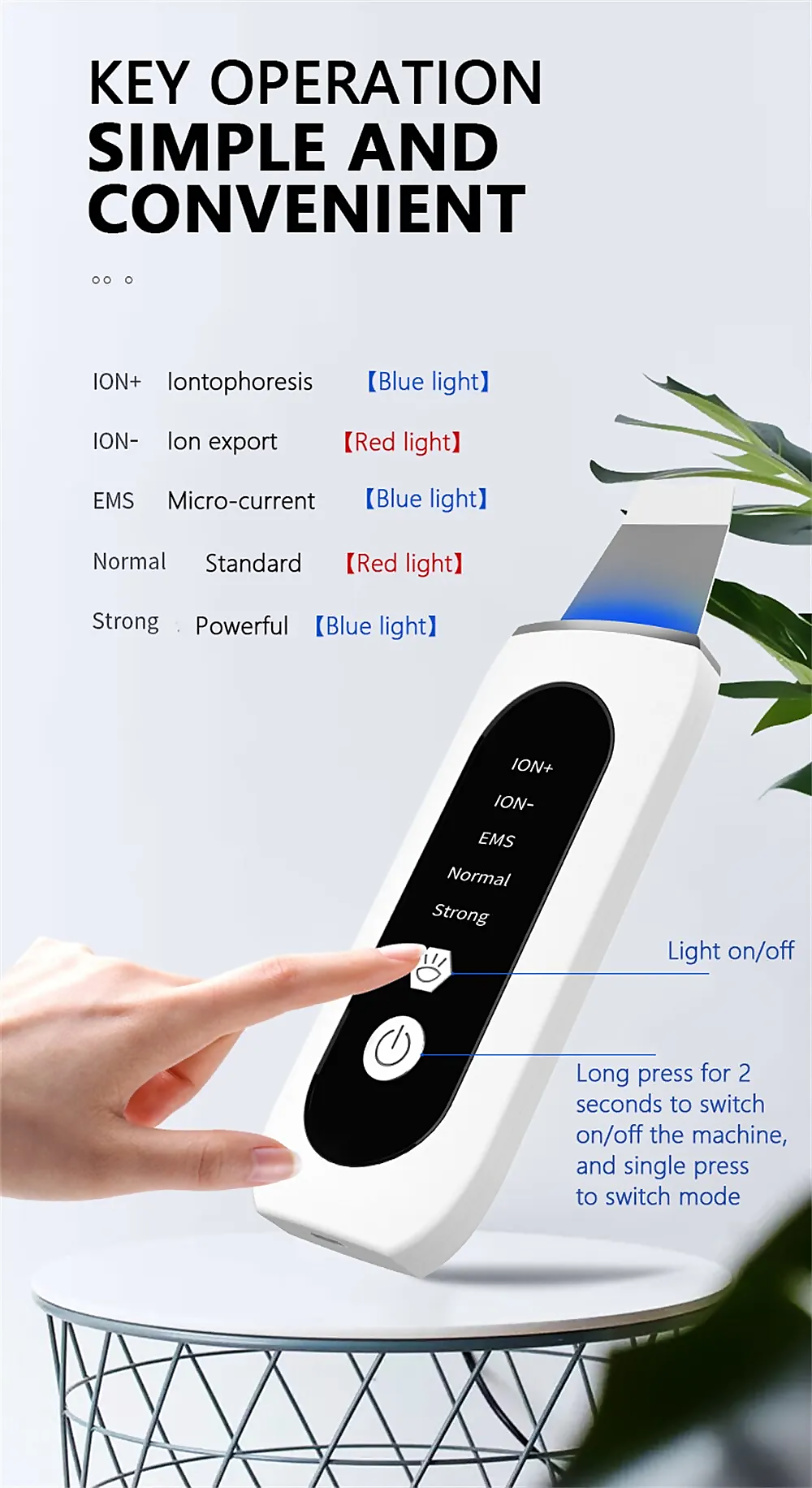 Stellar 5-in-1 Ultrasonic EMS Facial Device with Photon Therapy the device shown in use