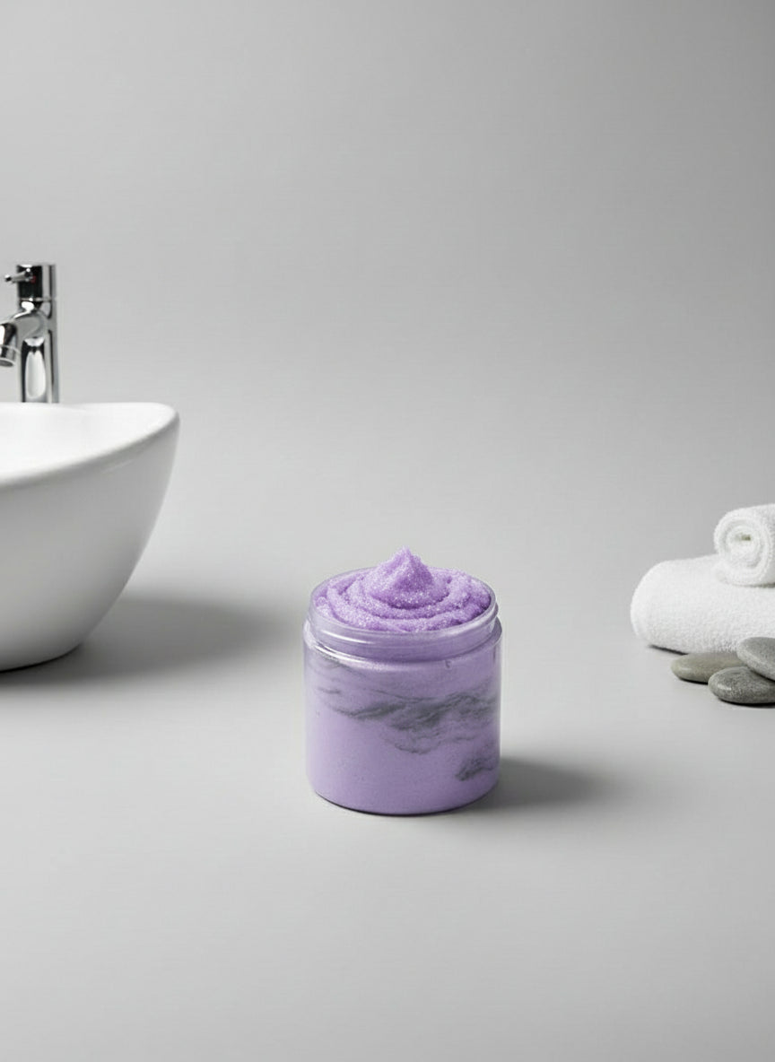 JAZ Black Amethyst Whipped Soap with Exfoliant bottle or bar, front view